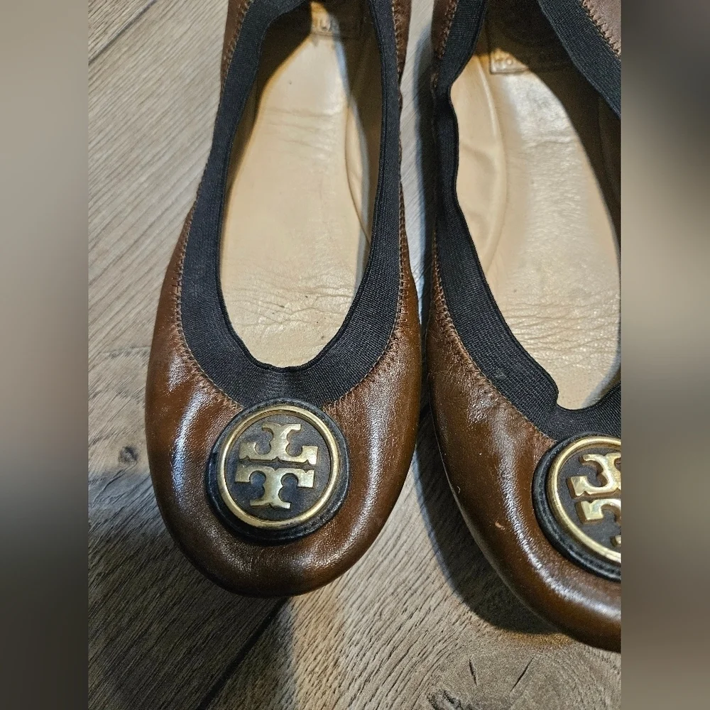 Tory Burch Brown Leather Ballet Flats